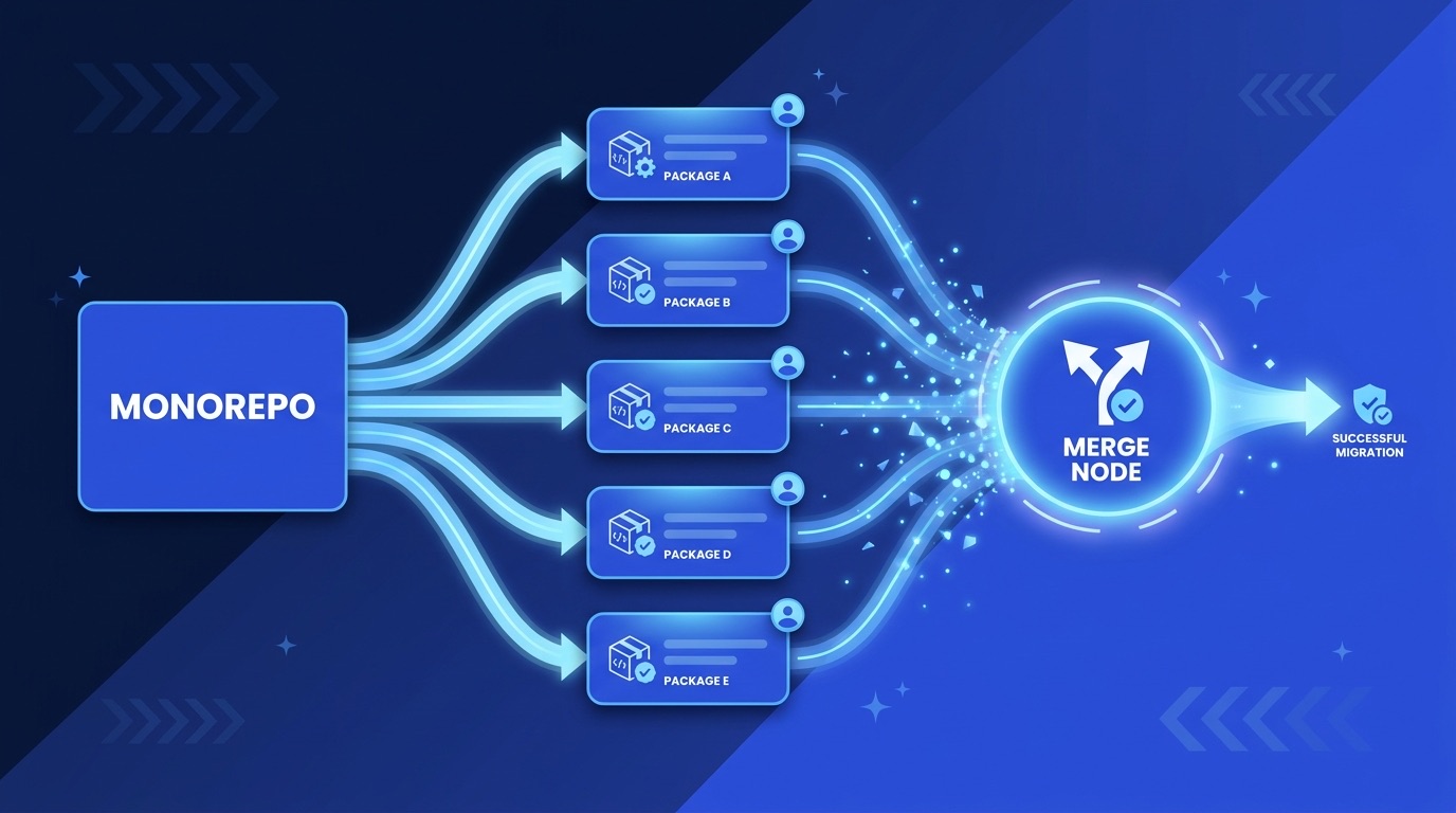 Dynamic workflow fanning a Flutter monorepo migration across packages in worktrees with an adversarial reviewer per fix