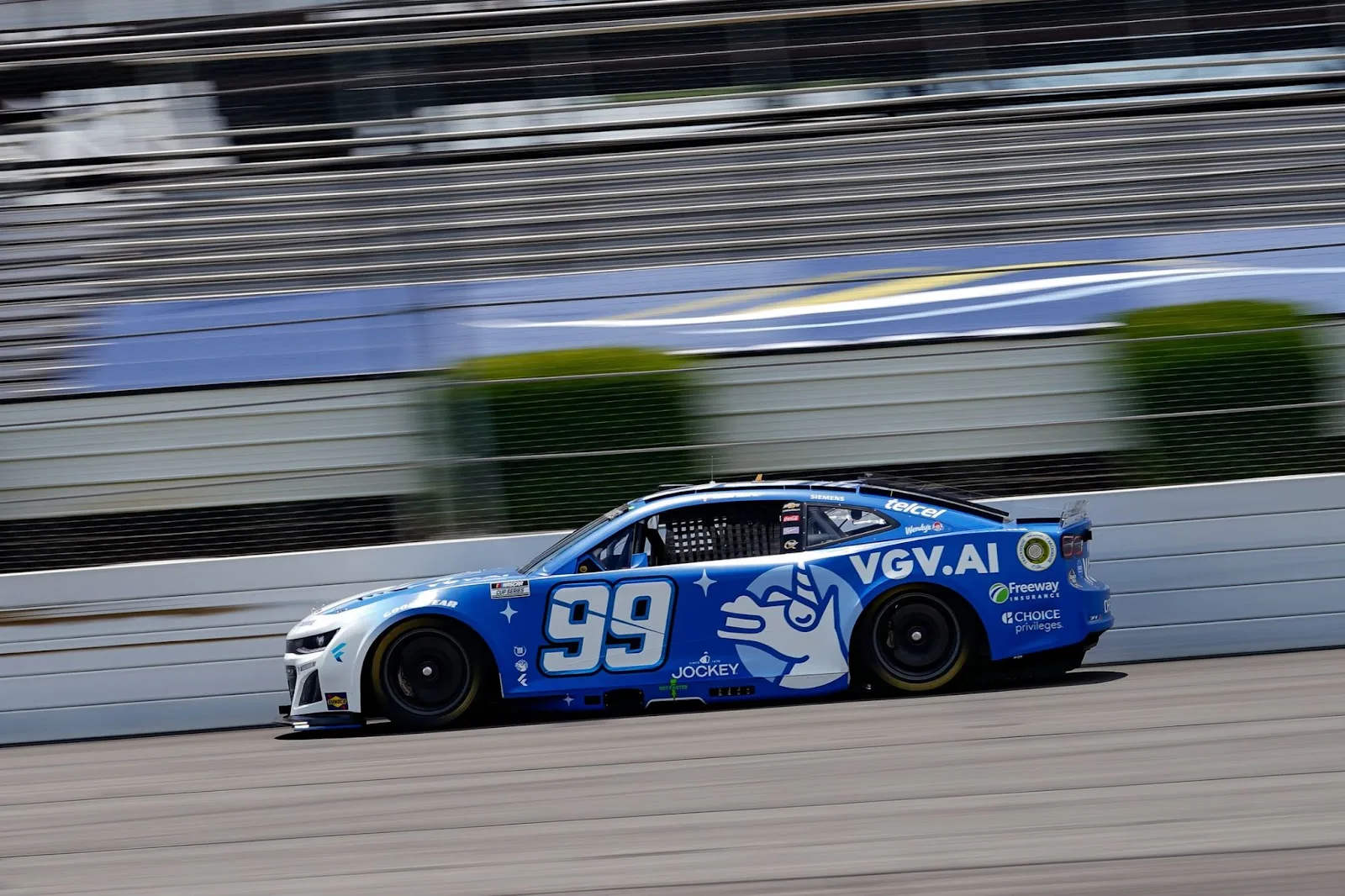 VGV-sponsored No. 99 Trackhouse Racing Chevrolet at Pocono Raceway — first Flutter logo on a NASCAR race car