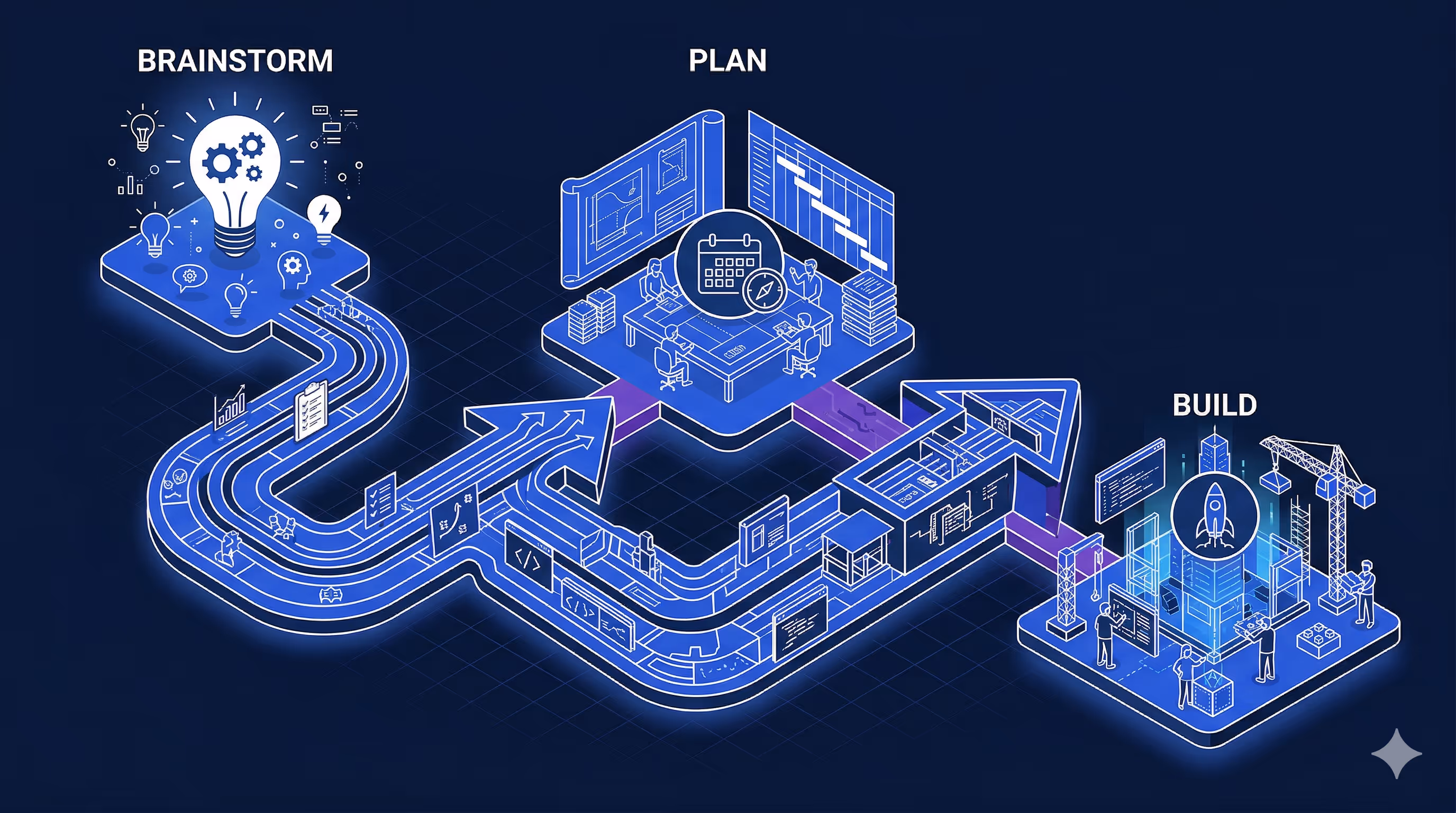 Wingspan brainstorm plan build workflow diagram showing compounding context between AI development phases