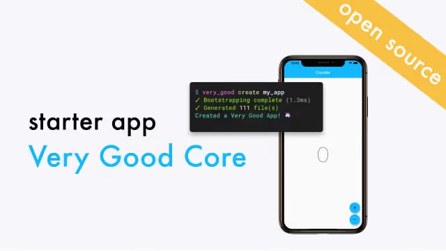 Flutter starter app template with Very Good Core and CLI tooling