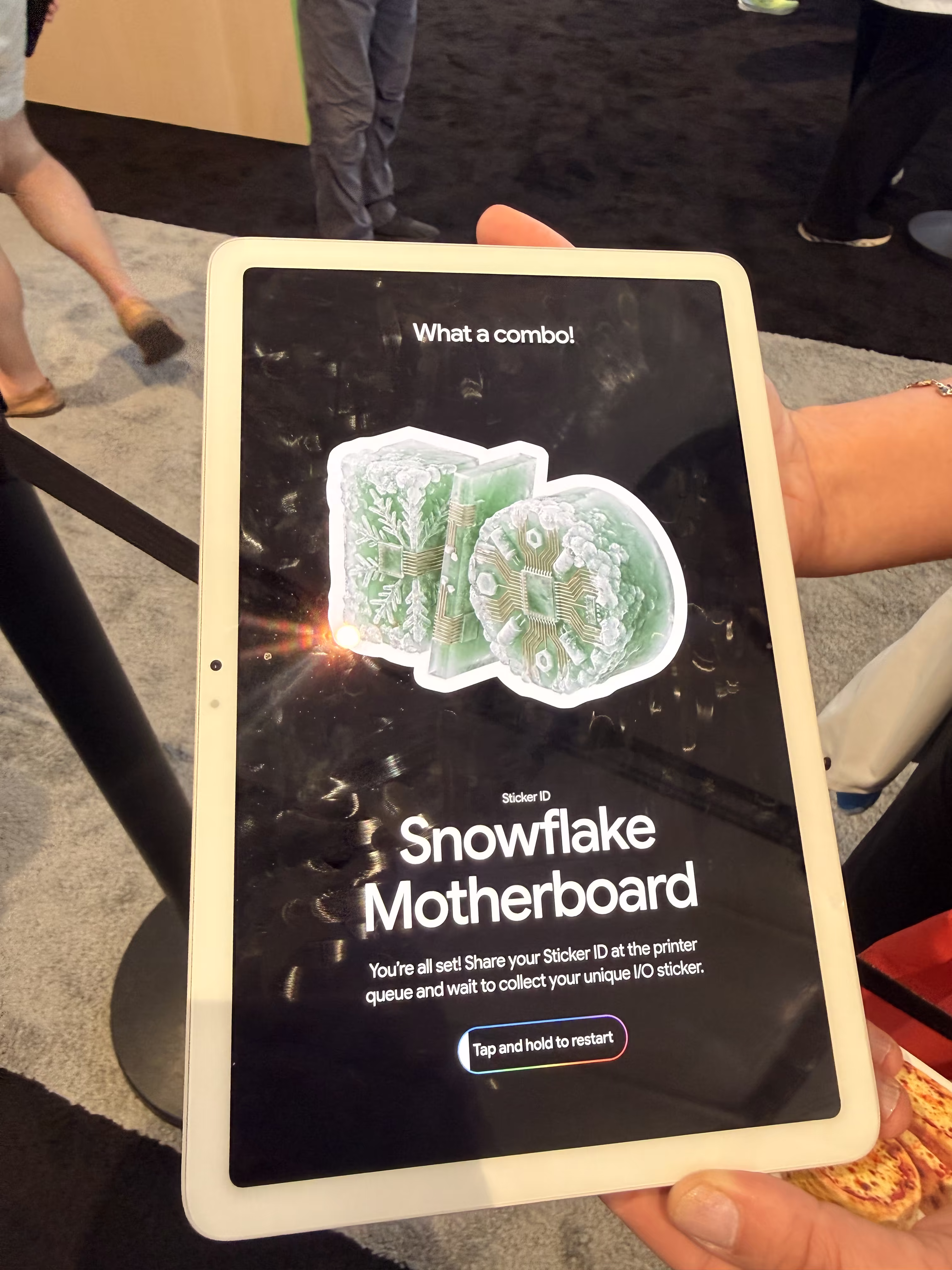 The AI sticker generation experience running on a Pixel tablet at Google I/O 2026.