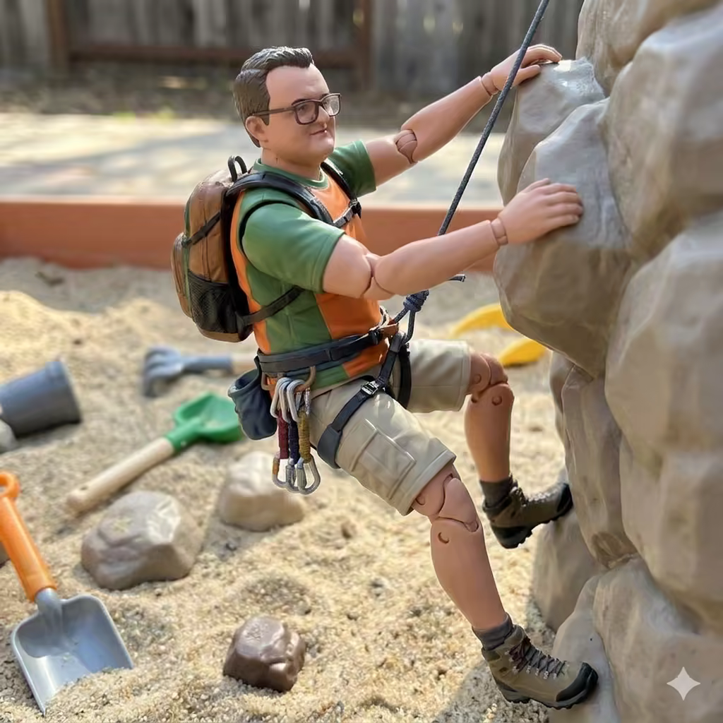 Toy-line action figure portrait generated by Nano Banana at Google I/O 2026.
