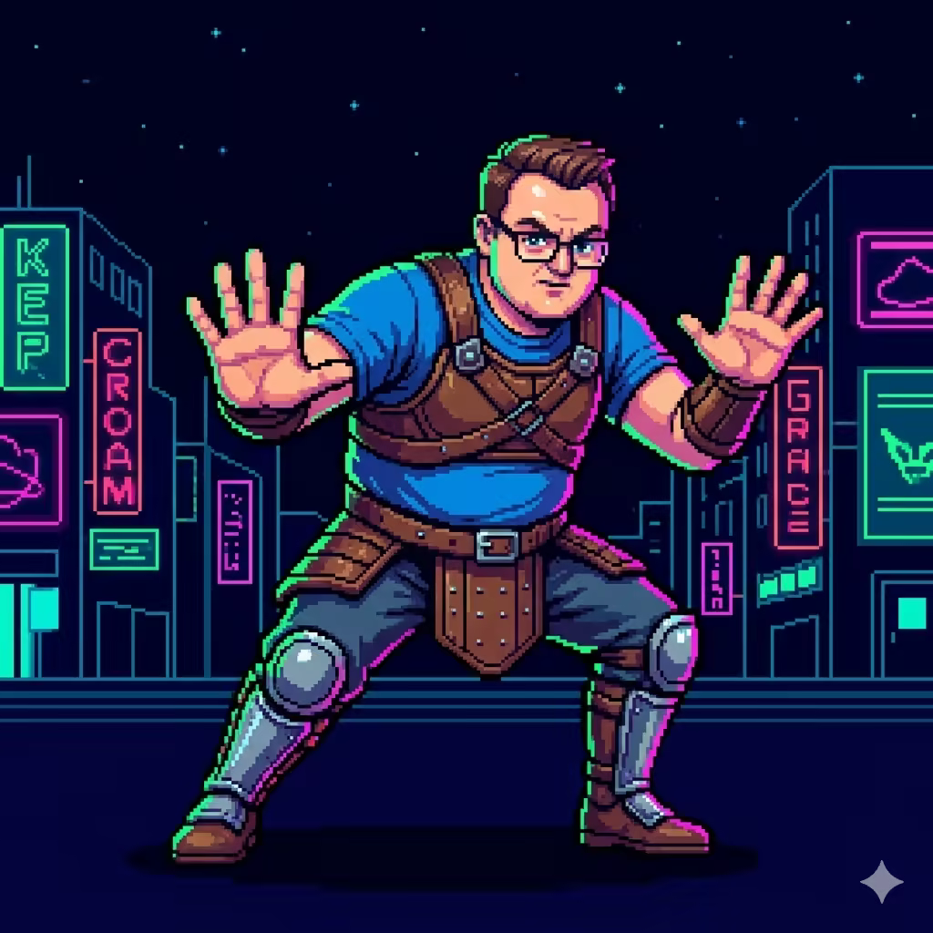 Pixel art portrait generated by Nano Banana at Google I/O 2026.