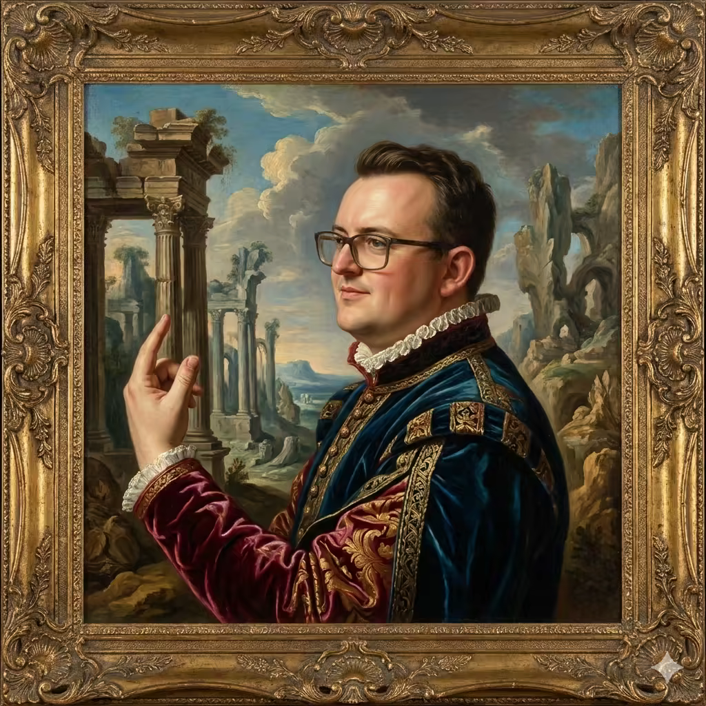 Renaissance oil painting portrait generated by Nano Banana at Google I/O 2026.
