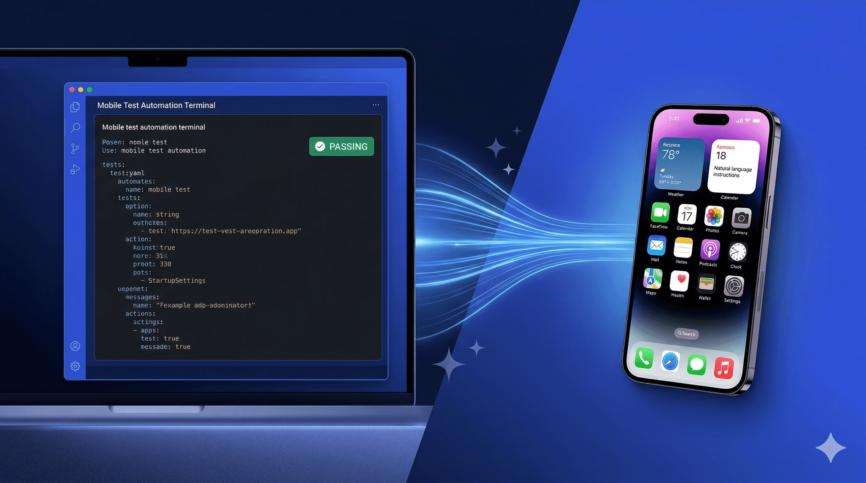 Maestro MCP and Claude mobile UI test automation workflow — AI assistant generating YAML test flows connected to a live iPhone device