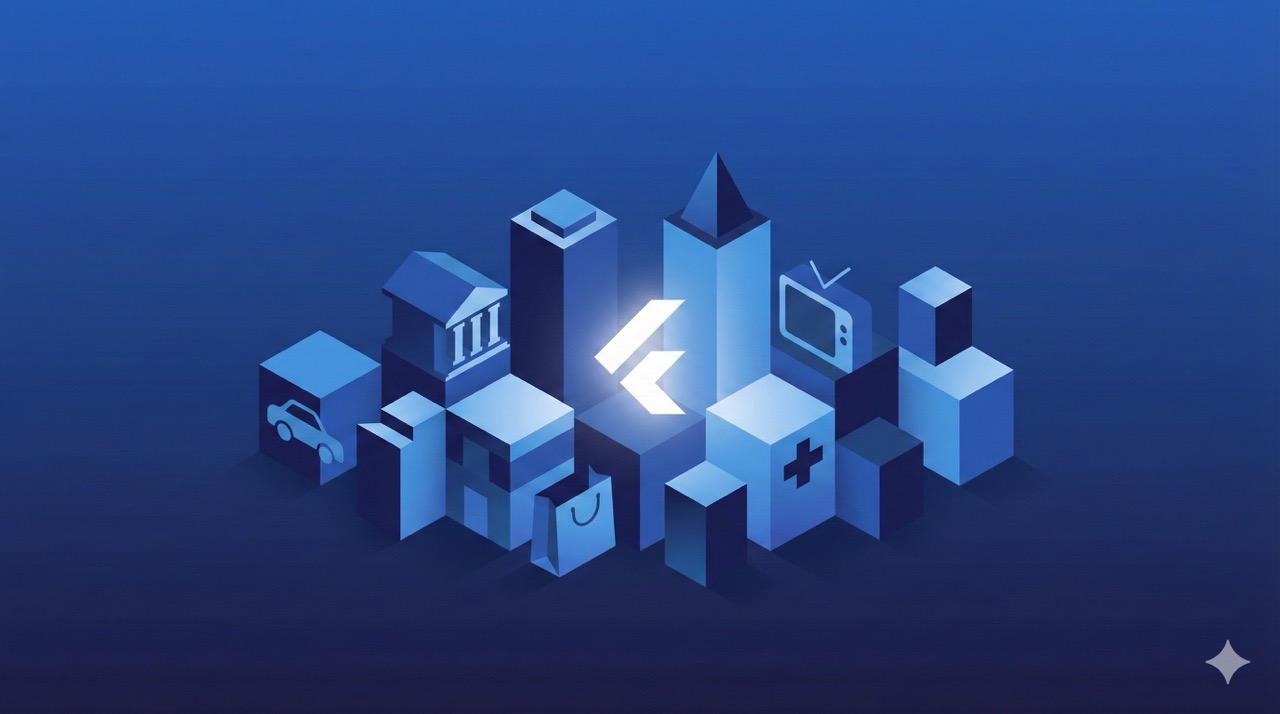 Top companies using Flutter in 2026 — enterprise ecosystem spanning financial services, automotive, media, retail, and technology industries