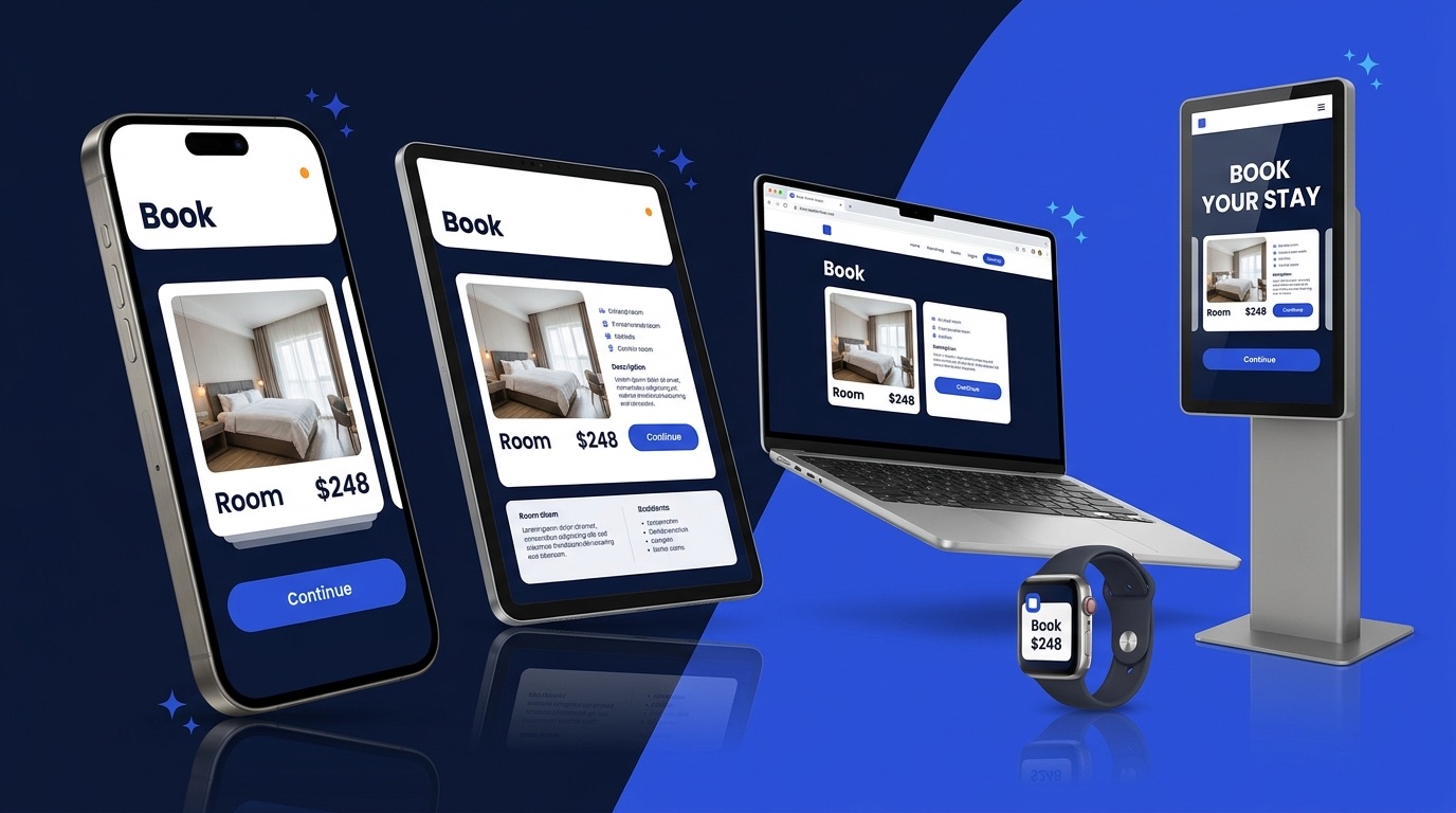 One brain, many screens — a single GenUI catalog adapting one booking interface across phone, tablet, desktop, and kiosk