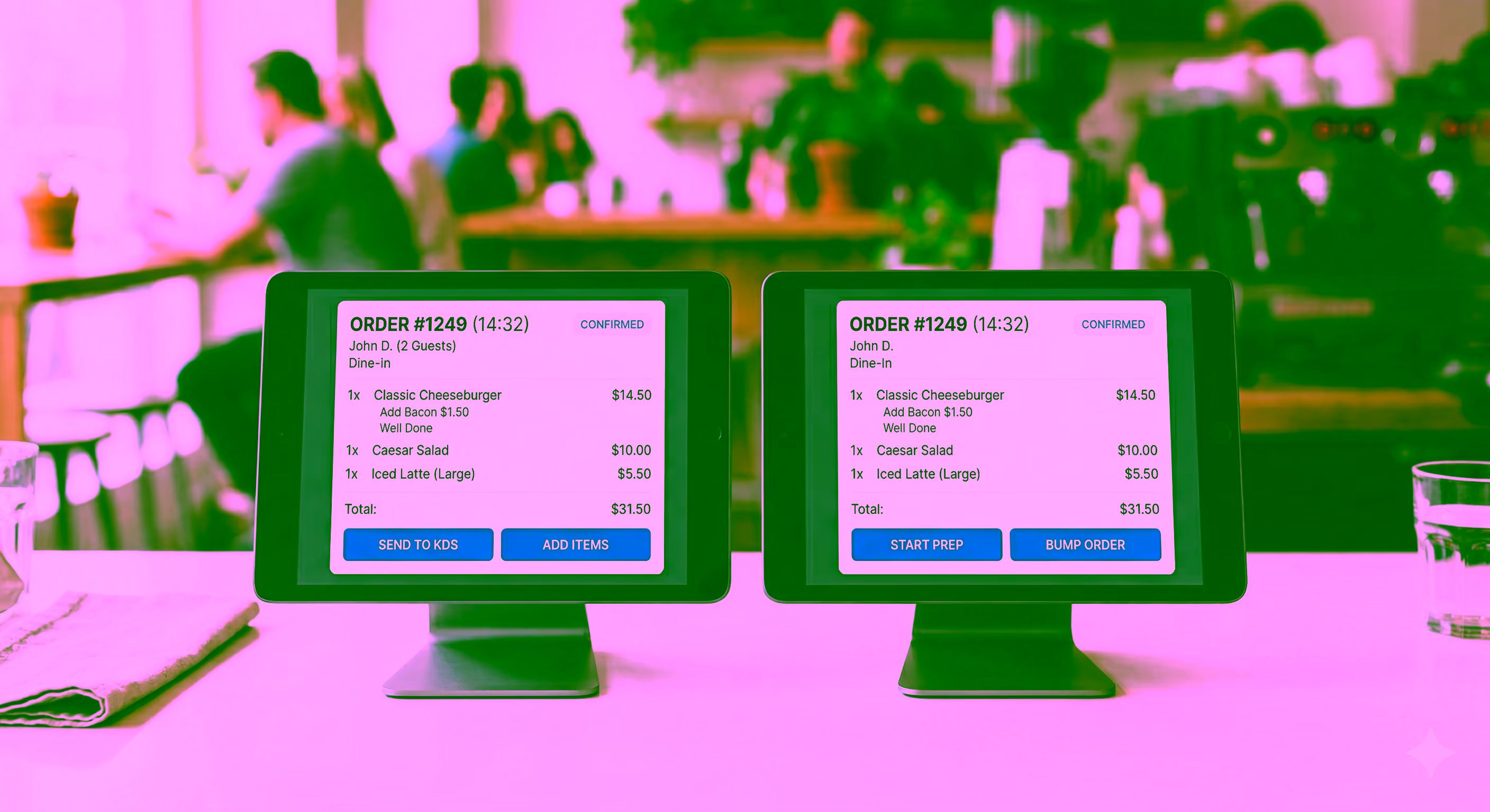 Matching order card UI on POS and kitchen tablets — shared Flutter design system and ThemeExtension — multi-device brand consistency