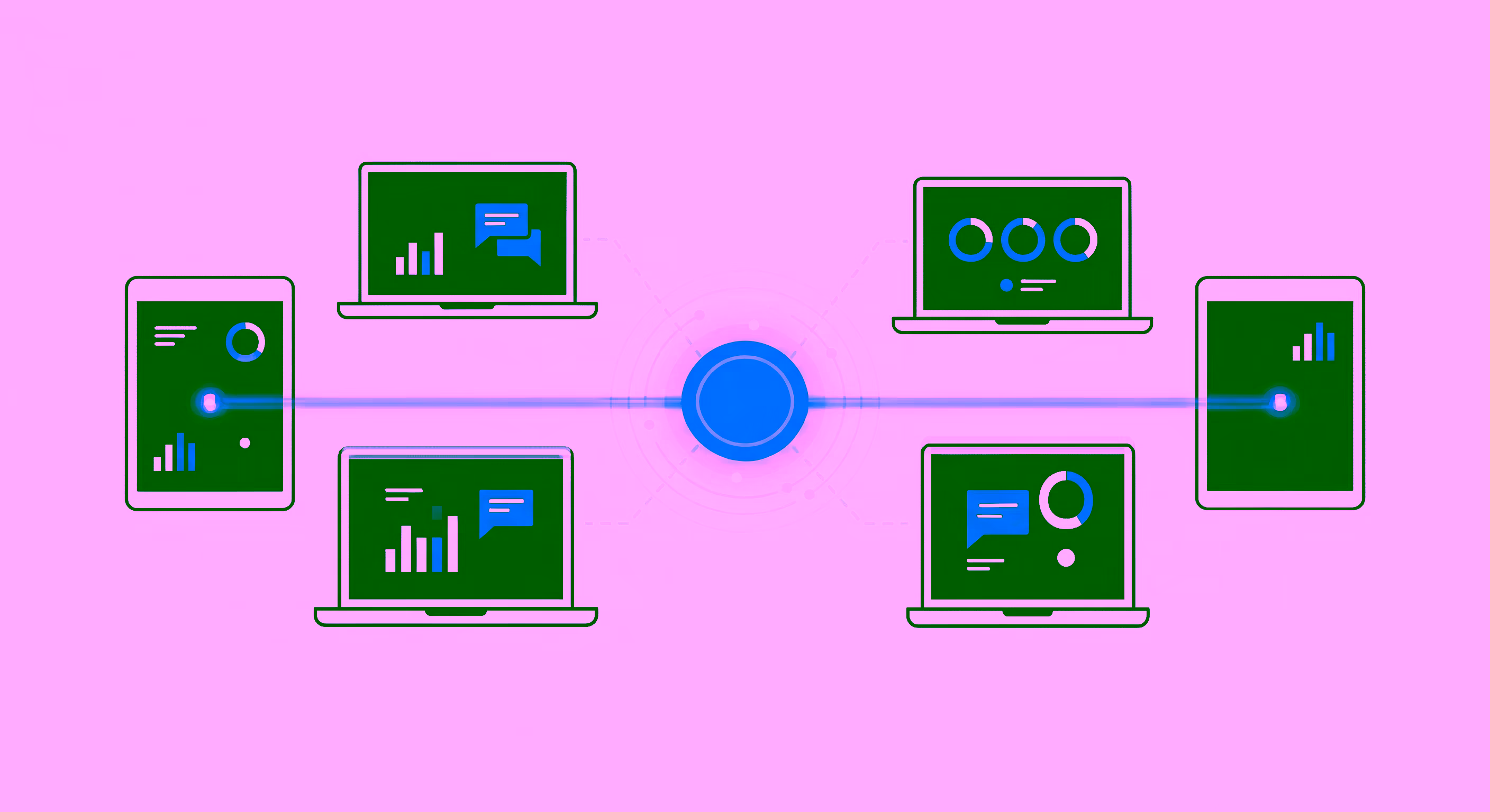 Diagram of multiple devices receiving updates from one connection — WebSocket and Dart Frog — Flutter real-time retail apps