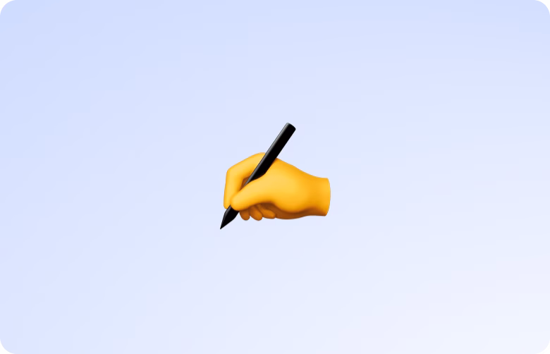 a yellow hand holding a pen