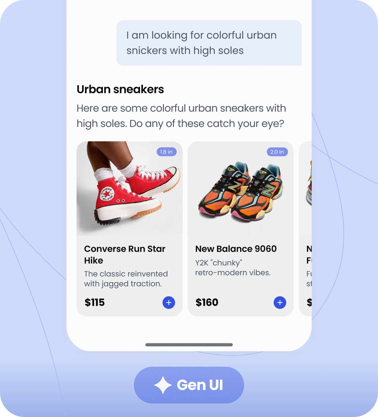 Gen UI - Urban sneakers search results