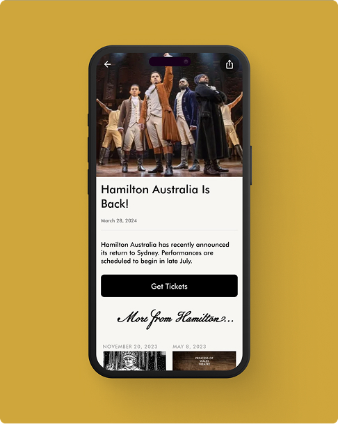 Hamilton Australia app screen