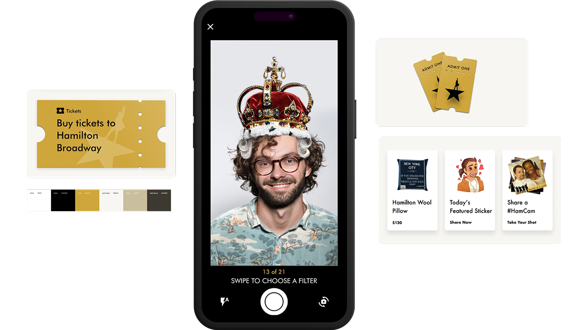 Hamilton app screen showing stickers