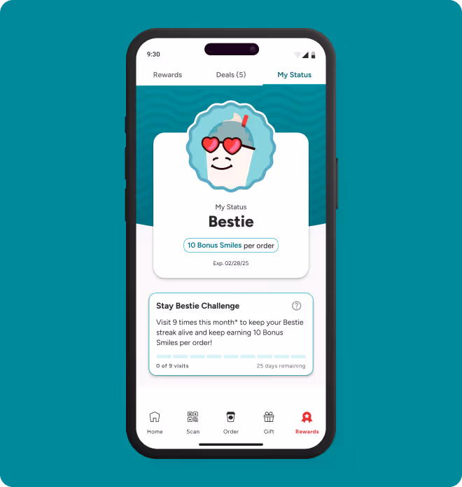 Scooter's Coffee Flutter app loyalty profile screen with points balance and tier status