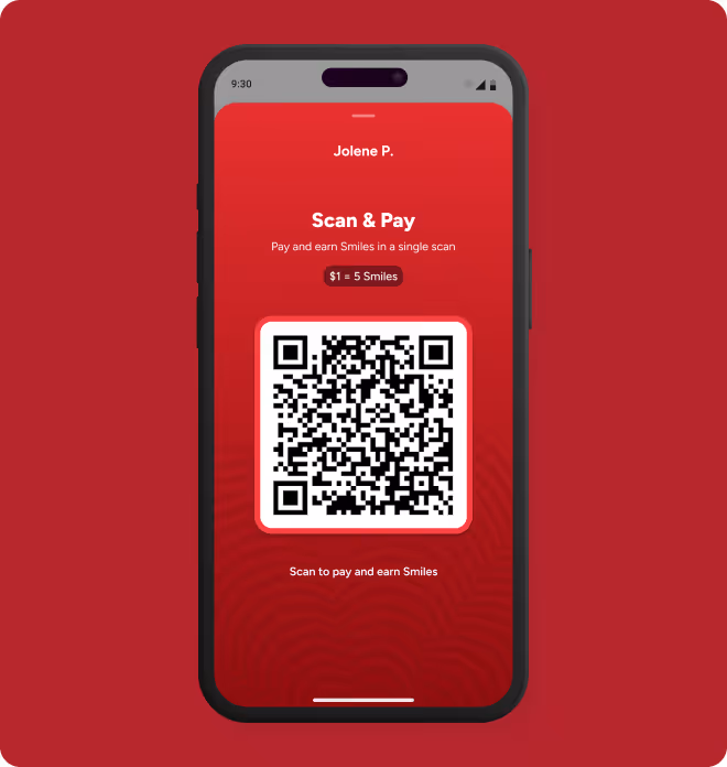 Scooter's Coffee Flutter app scan-and-pay screen with a loyalty QR code