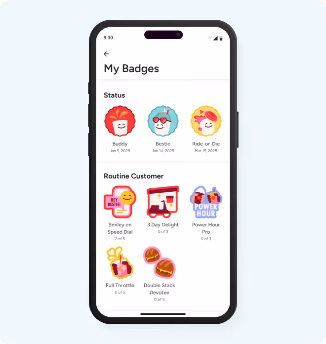 Scooter's Coffee Flutter app achievement badges screen